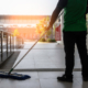 Janitor Cleaning Commercial Building Floor