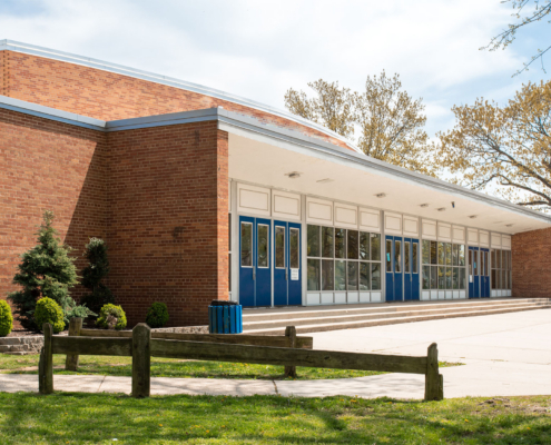 Exterior View Of A Typical American School Building